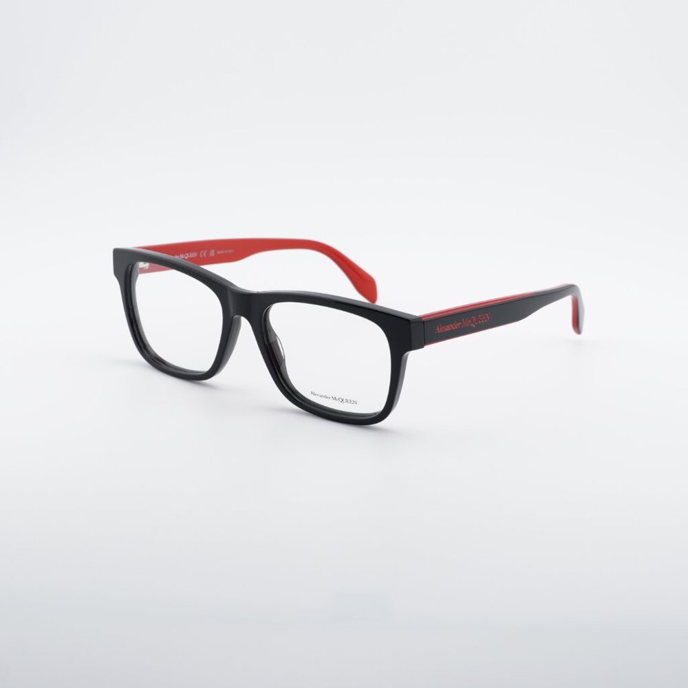Alexander McQueen AM0307O 006 Eyeglasses Black/Red 55mm Square Frame
